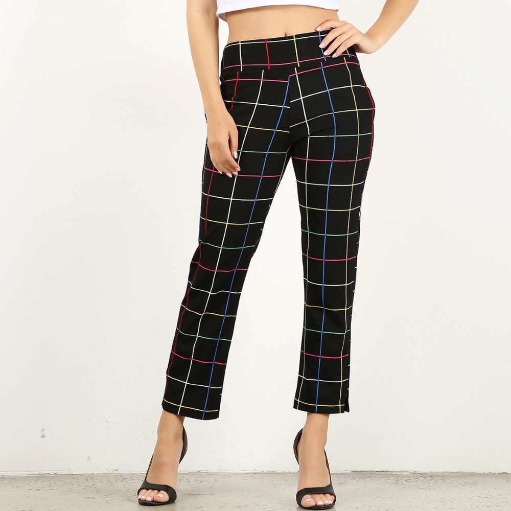 Multicolored Trendy Pull-on Pants